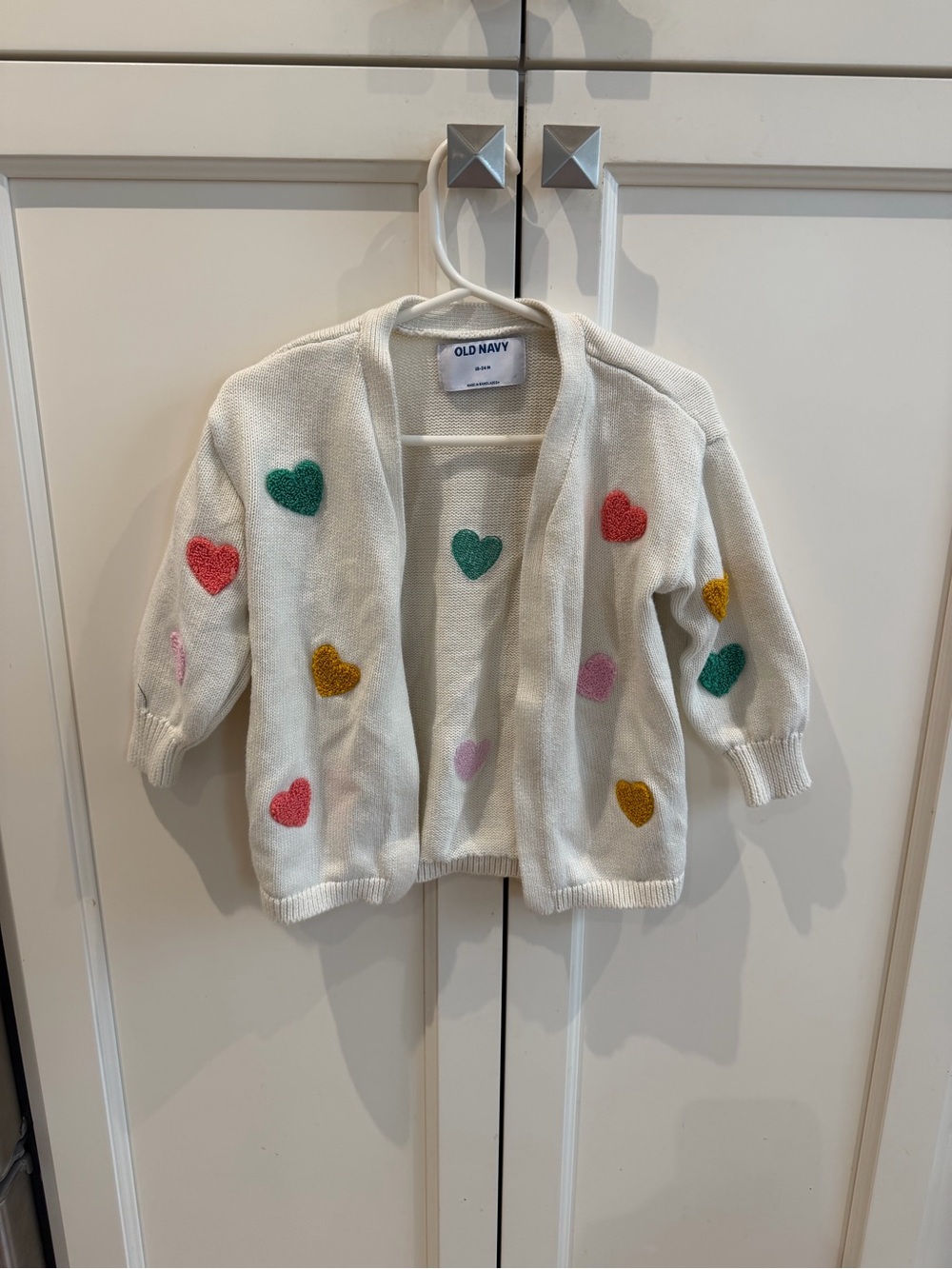 Old Navy 18-24m Cream Heart-Print Girls Cardigan